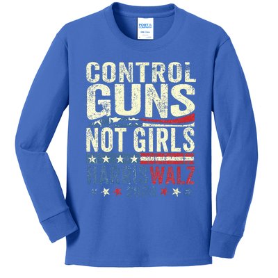 Control Guns Not Girl Rights Harriswaltz 2024 Kids Long Sleeve Shirt