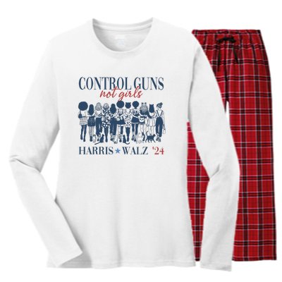 Control Guns Not Girl Women's Long Sleeve Flannel Pajama Set 