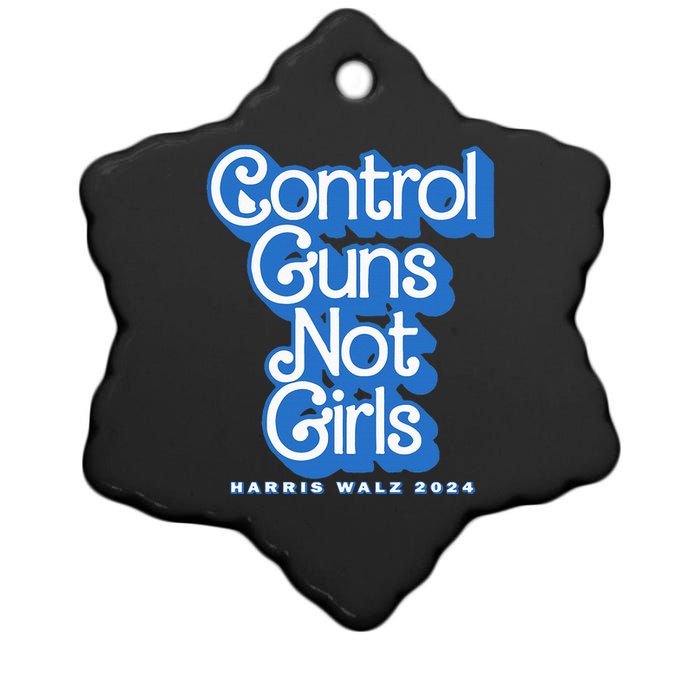 Control Guns Not Girl Harris Walz 2024 Blue Ceramic Star Ornament