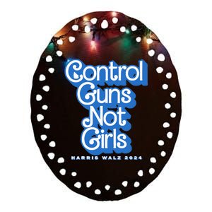 Control Guns Not Girl Harris Walz 2024 Blue Ceramic Oval Ornament