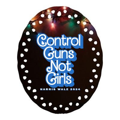 Control Guns Not Girl Harris Walz 2024 Blue Ceramic Oval Ornament