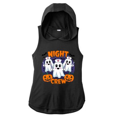 Cute Ghost Nurse Night Shift Crew Medical Humor Halloween Gift Ladies PosiCharge Tri-Blend Wicking Draft Hoodie Tank