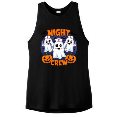 Cute Ghost Nurse Night Shift Crew Medical Humor Halloween Gift Ladies PosiCharge Tri-Blend Wicking Tank