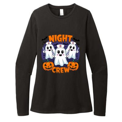 Cute Ghost Nurse Night Shift Crew Medical Humor Halloween Gift Womens CVC Long Sleeve Shirt