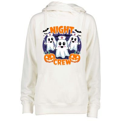 Cute Ghost Nurse Night Shift Crew Medical Humor Halloween Gift Womens Funnel Neck Pullover Hood