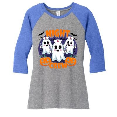 Cute Ghost Nurse Night Shift Crew Medical Humor Halloween Gift Women's Tri-Blend 3/4-Sleeve Raglan Shirt