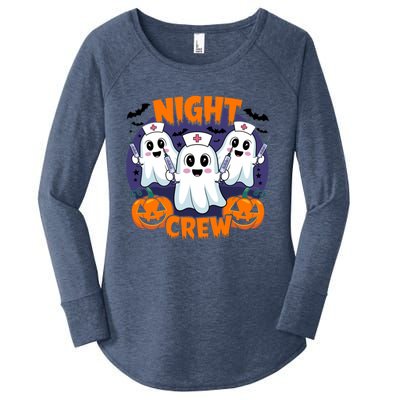 Cute Ghost Nurse Night Shift Crew Medical Humor Halloween Gift Women's Perfect Tri Tunic Long Sleeve Shirt