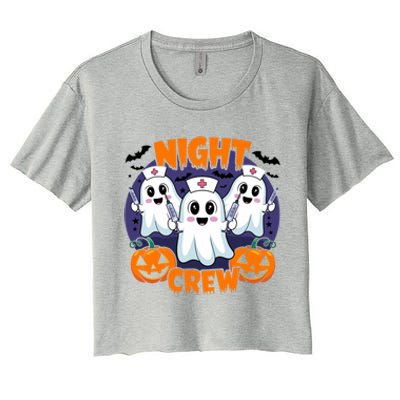 Cute Ghost Nurse Night Shift Crew Medical Humor Halloween Gift Women's Crop Top Tee