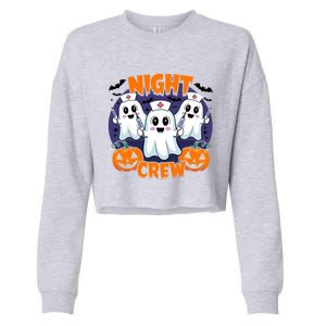 Cute Ghost Nurse Night Shift Crew Medical Humor Halloween Gift Cropped Pullover Crew