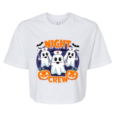 Cute Ghost Nurse Night Shift Crew Medical Humor Halloween Gift Bella+Canvas Jersey Crop Tee