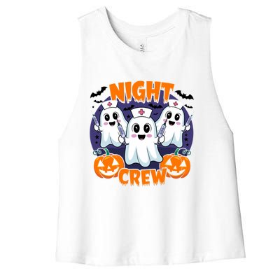 Cute Ghost Nurse Night Shift Crew Medical Humor Halloween Gift Women's Racerback Cropped Tank