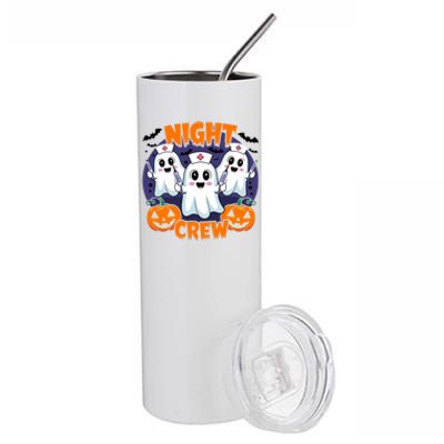 Cute Ghost Nurse Night Shift Crew Medical Humor Halloween Gift Stainless Steel Tumbler