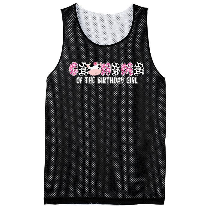 Cow Grandma Of The Birthday Cow Farm Birthday Family Mesh Reversible Basketball Jersey Tank