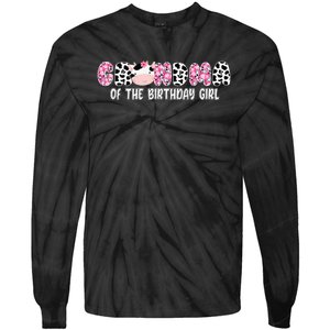 Cow Grandma Of The Birthday Cow Farm Birthday Family Tie-Dye Long Sleeve Shirt