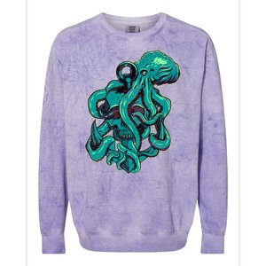 Cool Grunge Octopus Skull Colorblast Crewneck Sweatshirt