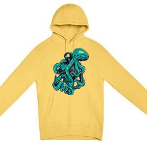 Cool Grunge Octopus Skull Premium Pullover Hoodie