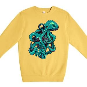 Cool Grunge Octopus Skull Premium Crewneck Sweatshirt