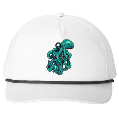 Cool Grunge Octopus Skull Snapback Five-Panel Rope Hat