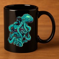 Cool Grunge Octopus Skull 11oz C Handle Ceramic Mug