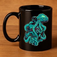 Cool Grunge Octopus Skull 11oz C Handle Ceramic Mug