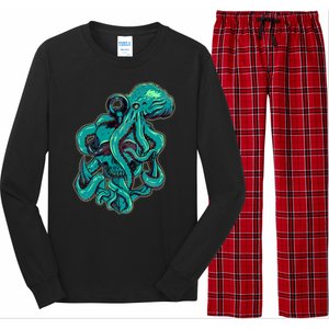 Cool Grunge Octopus Skull Long Sleeve Pajama Set