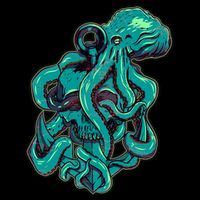 Cool Grunge Octopus Skull Poster