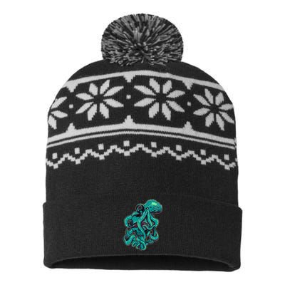 Cool Grunge Octopus Skull USA-Made Snowflake Beanie