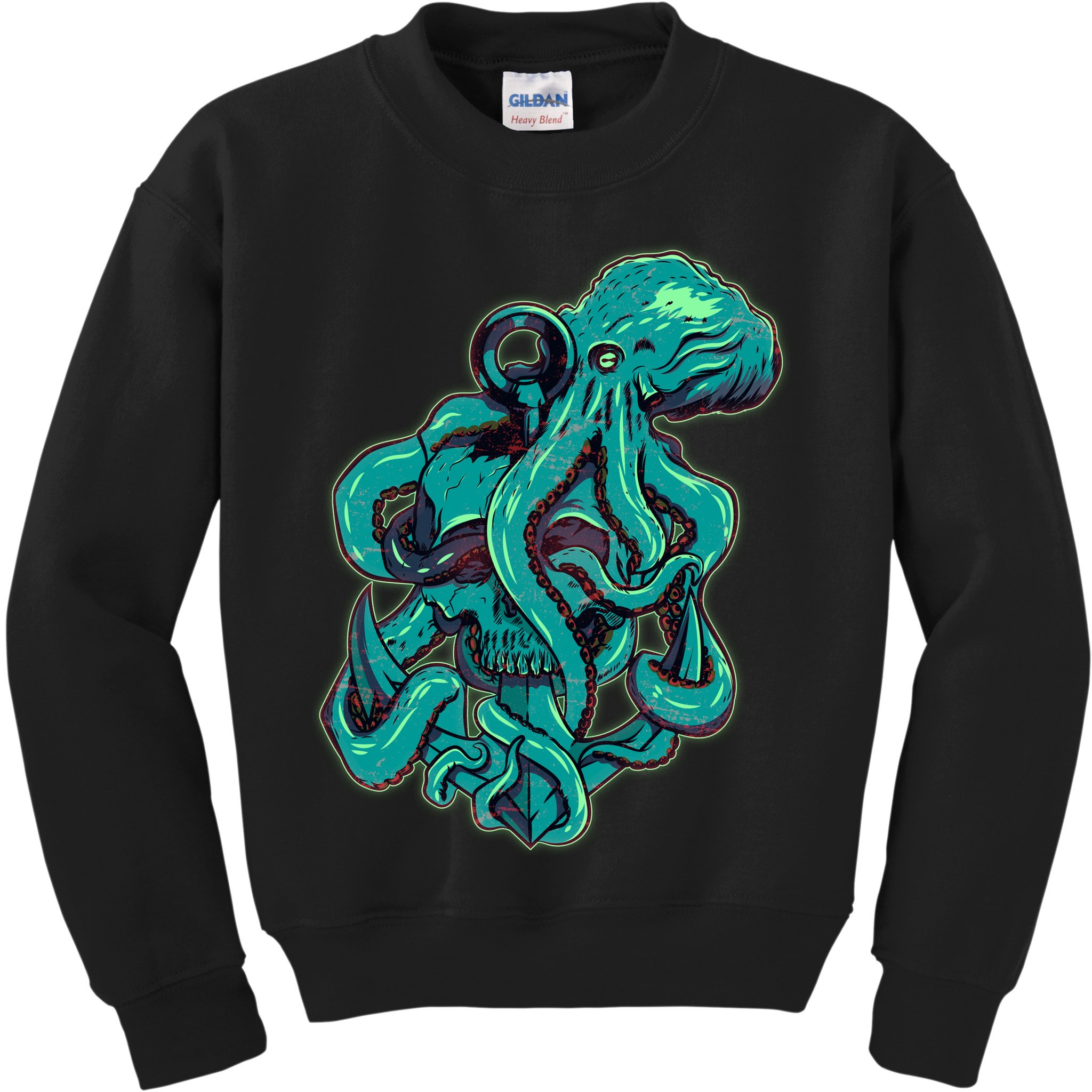 Cool Grunge Octopus Skull Kids Sweatshirt