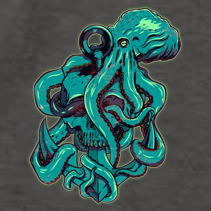 Cool Grunge Octopus Skull Vector Backpack