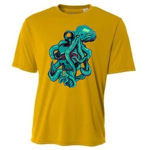 Cool Grunge Octopus Skull Cooling Performance Crew T-Shirt