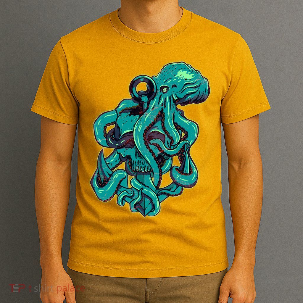 Cool Grunge Octopus Skull T-Shirt