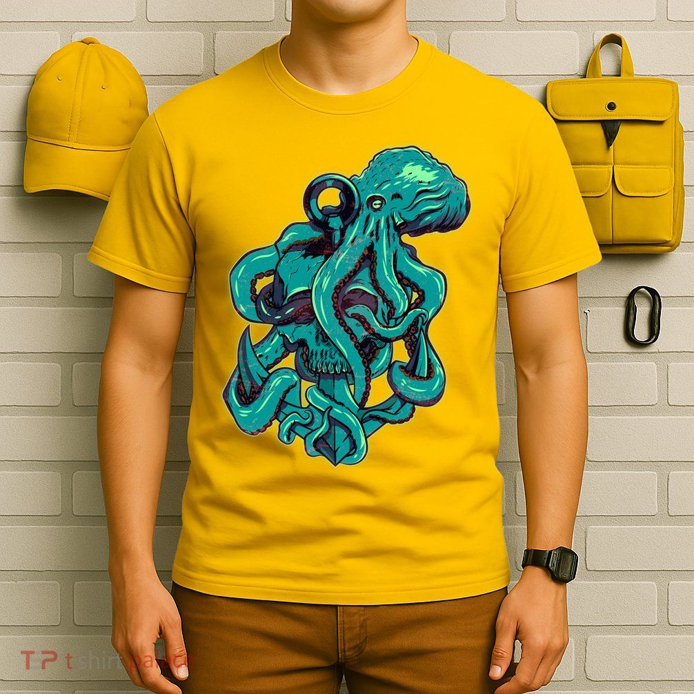 Cool Grunge Octopus Skull T-Shirt