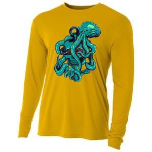 Cool Grunge Octopus Skull Cooling Performance Long Sleeve Crew