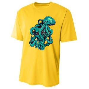 Cool Grunge Octopus Skull Performance Sprint T-Shirt