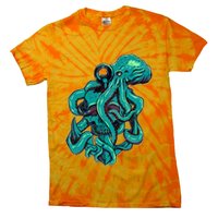 Cool Grunge Octopus Skull Tie-Dye T-Shirt
