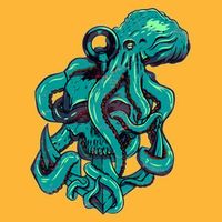 Cool Grunge Octopus Skull Tie-Dye T-Shirt