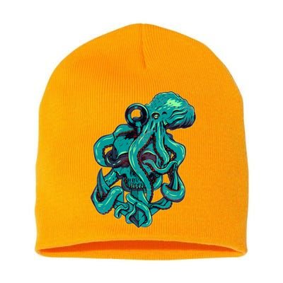 Cool Grunge Octopus Skull Short Acrylic Beanie