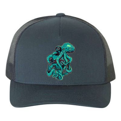 Cool Grunge Octopus Skull Yupoong Adult 5-Panel Trucker Hat