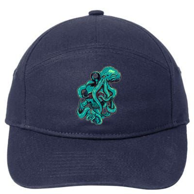 Cool Grunge Octopus Skull 7-Panel Snapback Hat