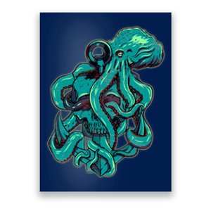 Cool Grunge Octopus Skull Poster