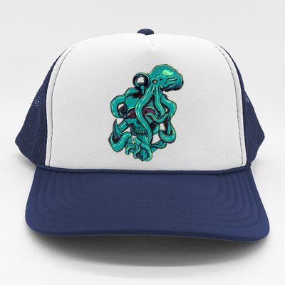 Cool Grunge Octopus Skull Trucker Hat