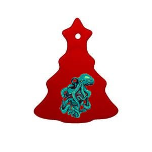 Cool Grunge Octopus Skull Ceramic Tree Ornament