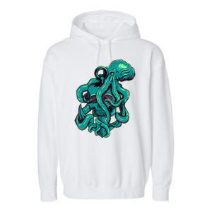 Cool Grunge Octopus Skull Garment-Dyed Fleece Hoodie