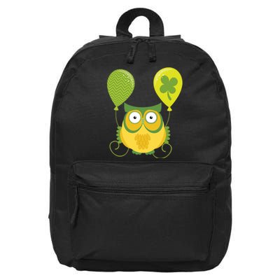 Cute Green Owl With Balloons Happy St. Patrick's Day 16 in Basic Backpack