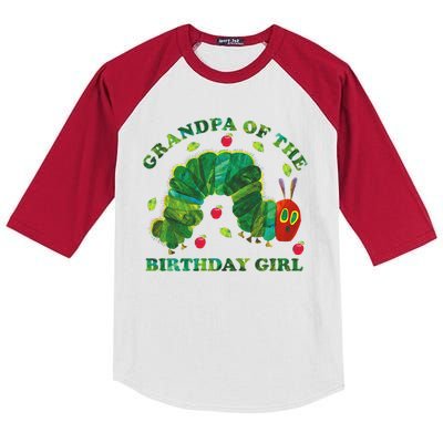 Cute Grandpa Of The Birthday Girl Hungry Caterpillar Kids Colorblock Raglan Jersey