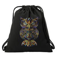 Cool Geometric Owl Unique Avian Architecture Owl Art Drawstring Bag