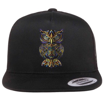 Cool Geometric Owl Unique Avian Architecture Owl Art Flat Bill Trucker Hat