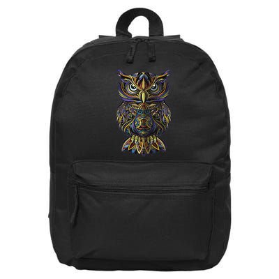 Cool Geometric Owl Unique Avian Architecture Owl Art 16 in Basic Backpack