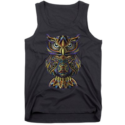 Cool Geometric Owl Unique Avian Architecture Owl Art Tank Top