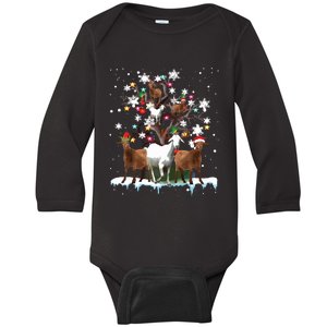 Christmas Goat On Tree Funny Santa Goat Lover Farmer Baby Long Sleeve Bodysuit